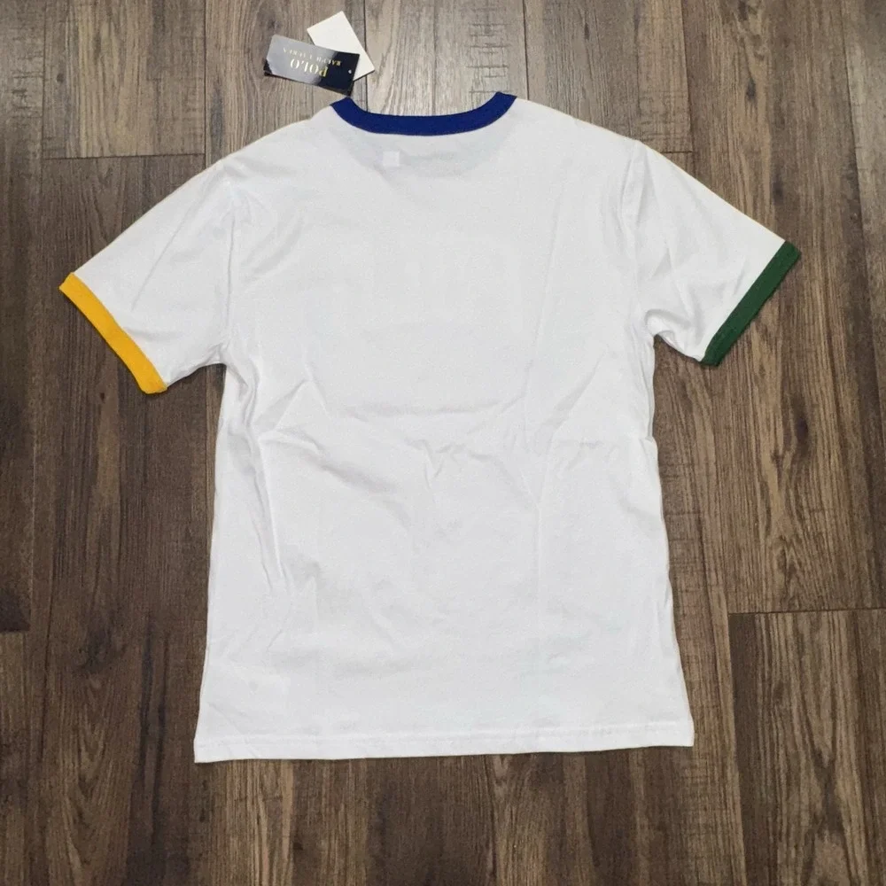 Polo Ralph Lauren White Logo Ringer Classic Fit Crewneck T Shirt Boy's Medium